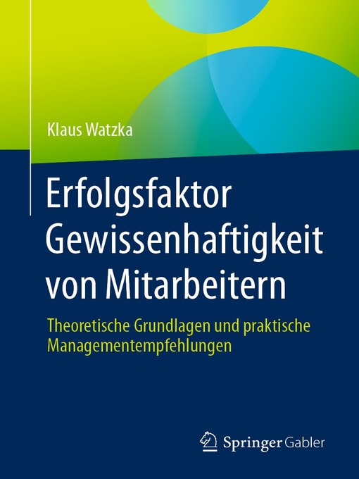 Title details for Erfolgsfaktor Gewissenhaftigkeit von Mitarbeitern by Klaus Watzka - Available